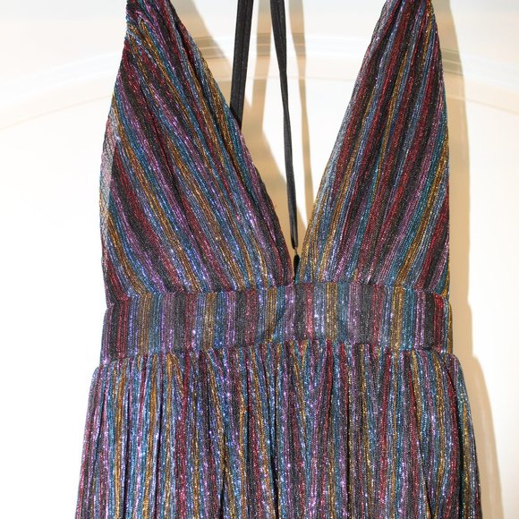 L'ATISTE multicolored plunge v-neck backless dress - Picture 6 of 7